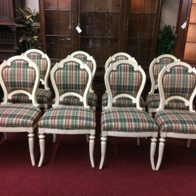 Vintage French Country Dining Chairs, Hickory White Furniture, Set of Eight