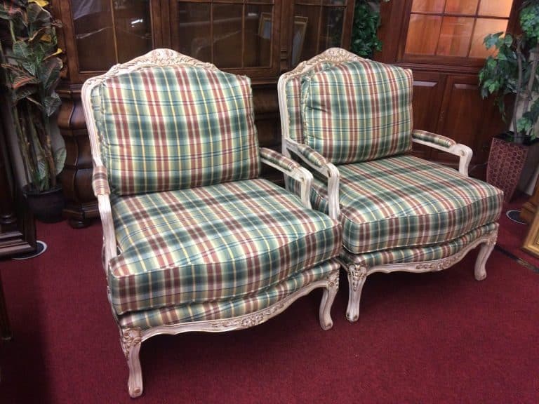 Vintage Country French Bergère Chairs, The Pair