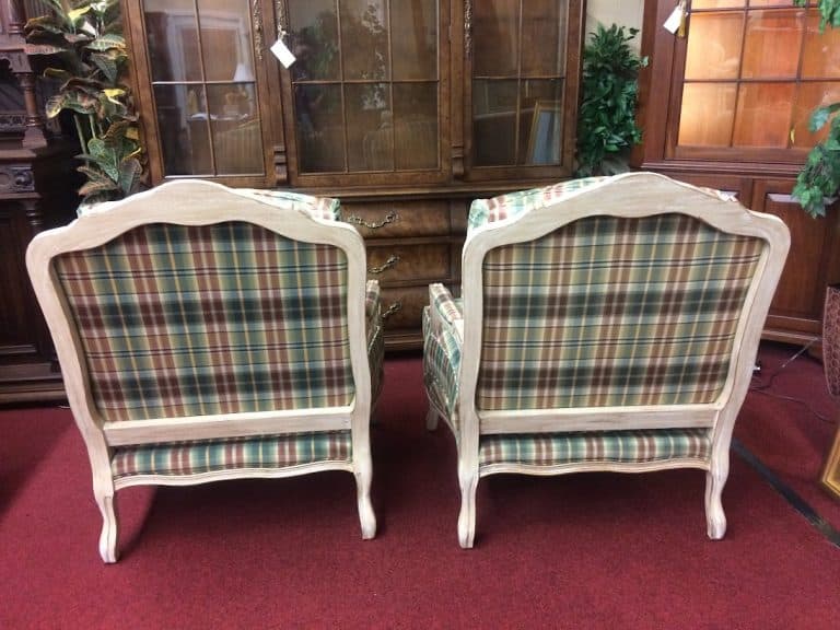 Vintage Country French Bergère Chairs, The Pair