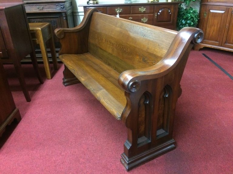 Antique Church Pew, Walnut and Ash Wood, Pew D