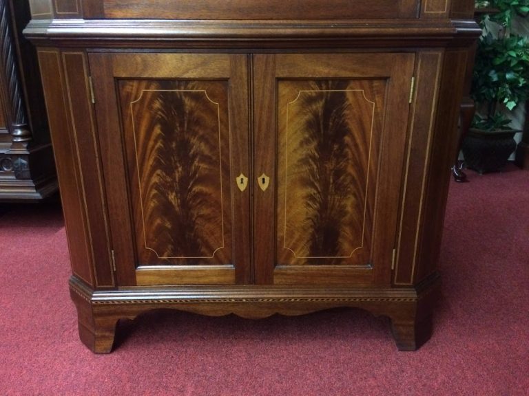 Antique Corner Cabinet, Inlaid Mahogany, Potthast Brothers Furniture