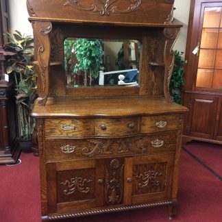 Antique Oak Sideboard, Carved Buffet