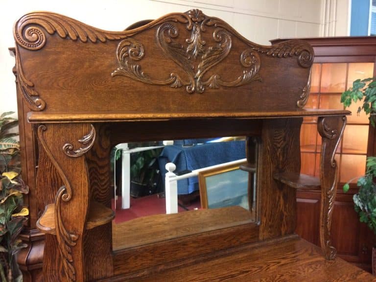 Antique Oak Sideboard, Carved Buffet