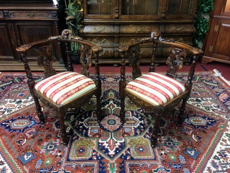 Vintage Corner Chairs, Victorian Style Furniture, The Pair