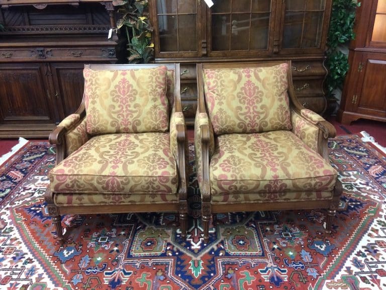 Vintage Bergere Chairs, Ethan Allen Furniture, The Pair