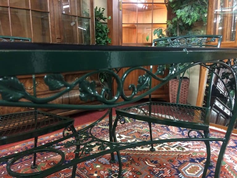 Vintage Wrought Iron Patio Set, Green Patio Furniture