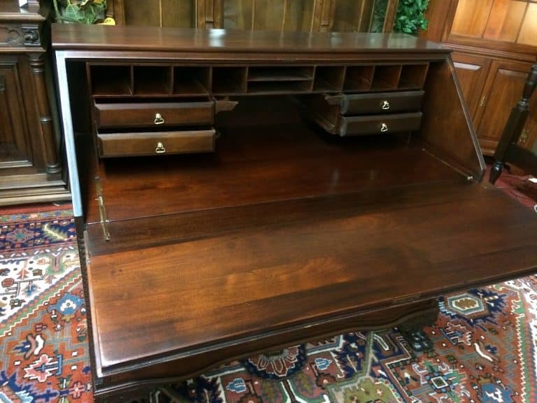 Vintage Secretary Desk, Mahogany Wood, Hairy Paw Foot Desk