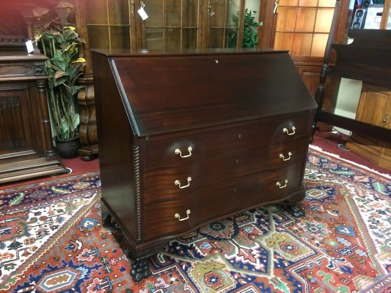 Vintage Secretary Desk, Mahogany Wood, Hairy Paw Foot Desk