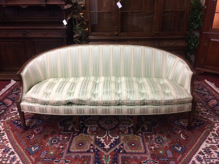 Vintage Sofa, Sheraton Style Sofa, Mint Striped Sofa