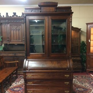 Antique Victorian Secretary Desk, Walnut Cylinder Desk