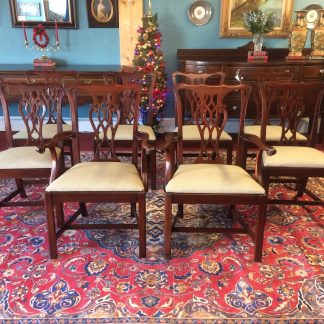 Vintage Dining Chairs, Chippendale Style Chairs, Set of Eight