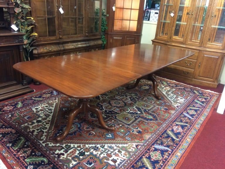 Vintage Dining Table, Double Pedestal Table, Henkel Harris Furniture