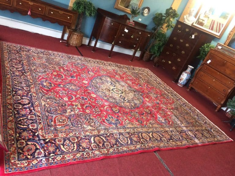 Vintage Mashad Persian Rug, Oriental Rug