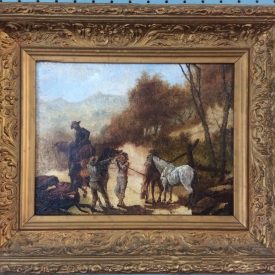 Antique Oil Painting, Oil on Board, Framed Artwork