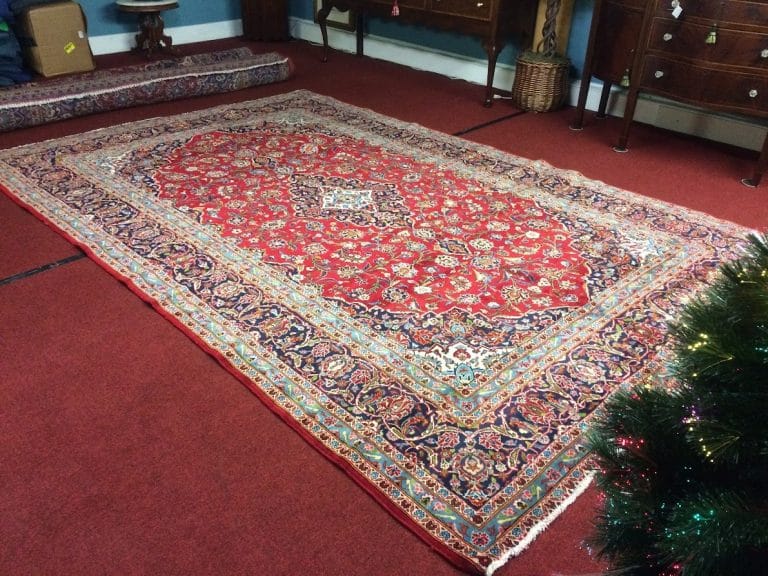 Vintage Oriental Rug, Kashan Persian Rug, 8 ft by 12 ft