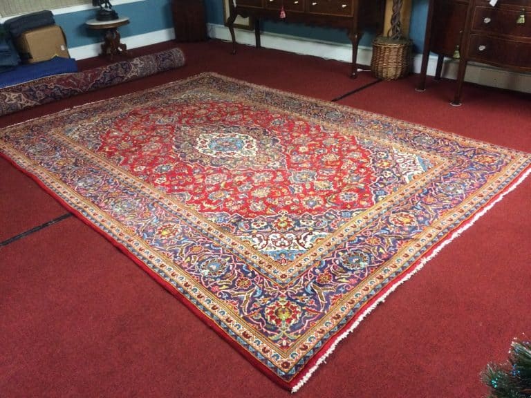 Vintage Oriental Rug, Kashan Persian Rug, 8 ft by 11.5 ft