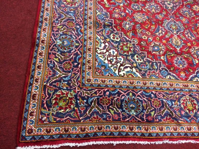 Vintage Oriental Rug, Kashan Persian Rug, 8 ft by 11.5 ft