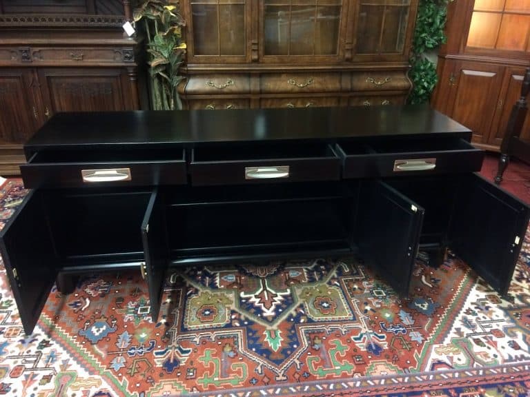 Vintage Mid Century Modern Black Buffet, Willett Furniture