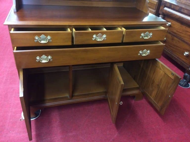 Vintage Hutch Cabinet, Walnut Wood, Henkel Harris Furniture