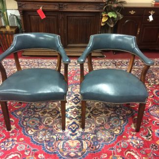 Vintage Leather Arm Chairs, Banker Style Chairs, The Pair