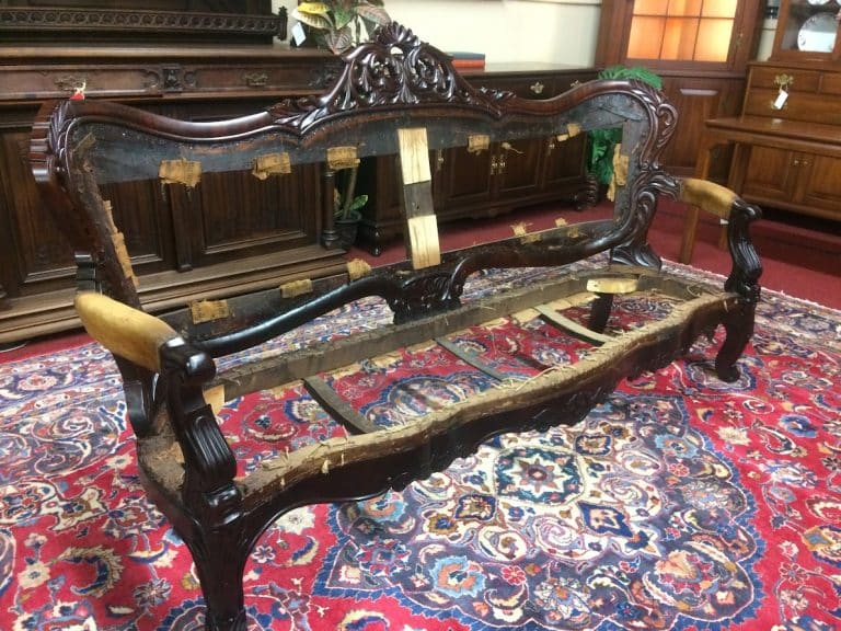 Antique Victorian Sofa Frame, Carved Antique Sofa