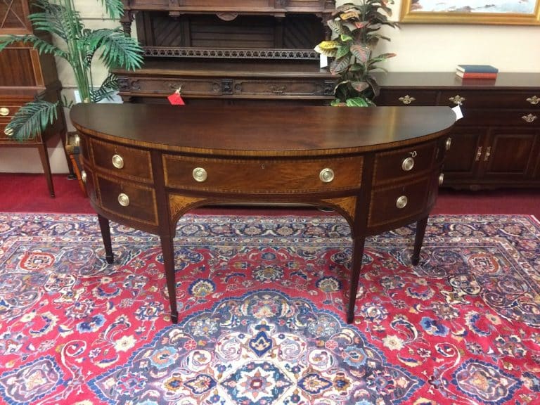 Vintage "D-Shaped" Sideboard, Inlaid Buffet