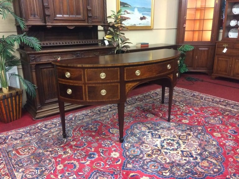 Vintage "D-Shaped" Sideboard, Inlaid Buffet