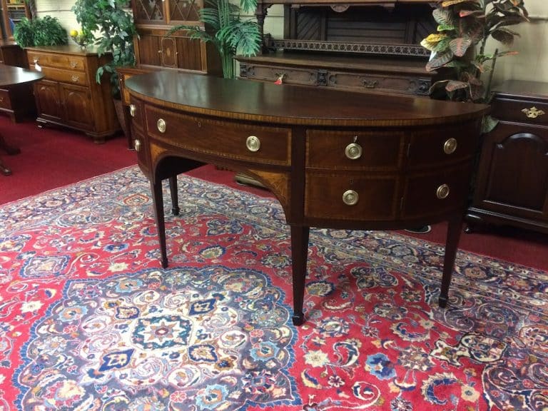 Vintage "D-Shaped" Sideboard, Inlaid Buffet