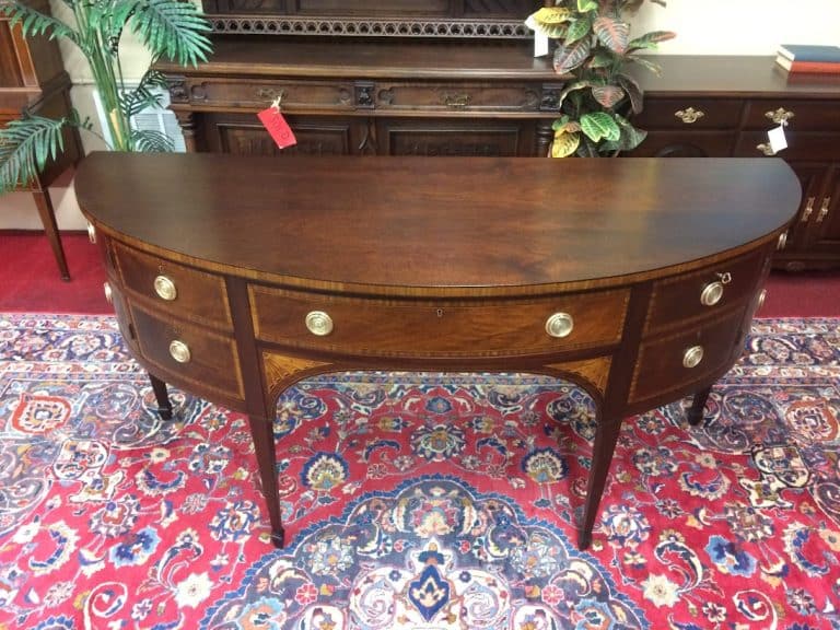 Vintage "D-Shaped" Sideboard, Inlaid Buffet