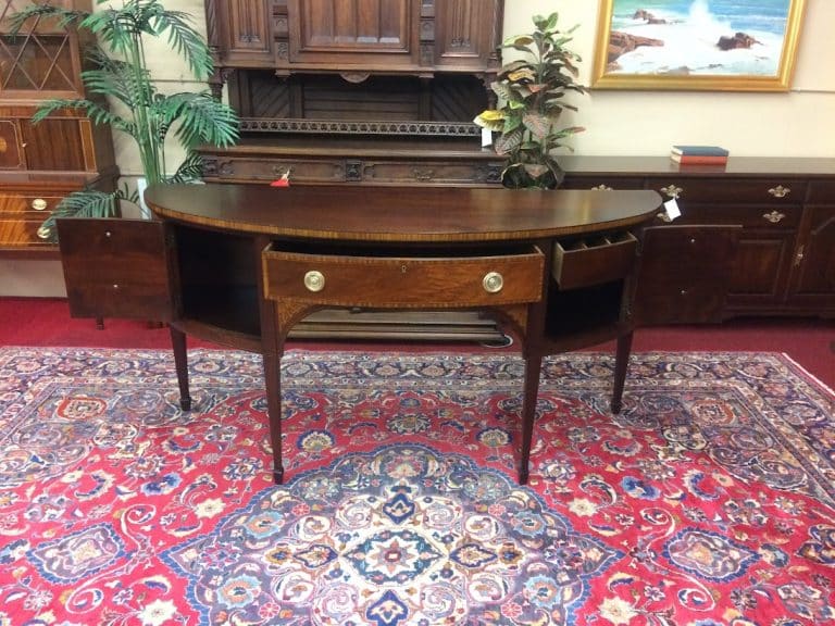 Vintage "D-Shaped" Sideboard, Inlaid Buffet