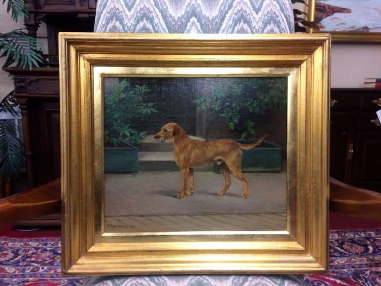 Antique Oil Painting, Signed Oil Painting, Dog Portrait