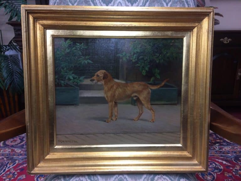 Antique Oil Painting, Signed Oil Painting, Dog Portrait