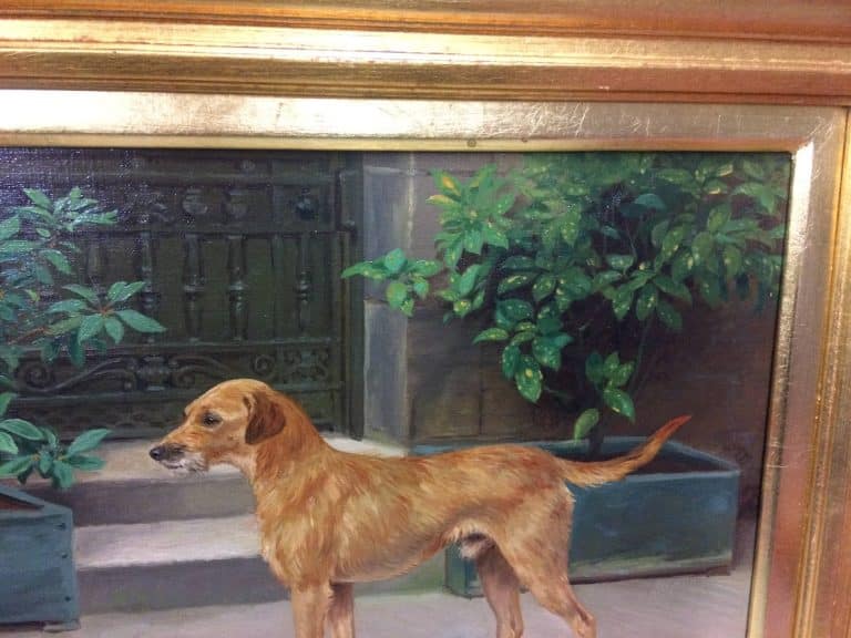 Antique Oil Painting, Signed Oil Painting, Dog Portrait