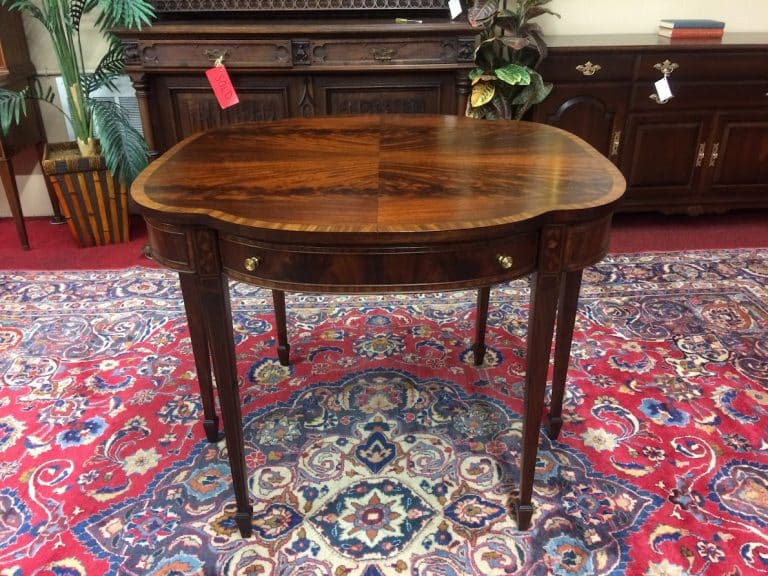 Vintage Mahogany Games Table, Inlaid Accent Table