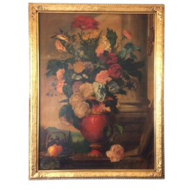 Antique Painting, Vase with Flowers Painting, Still Life