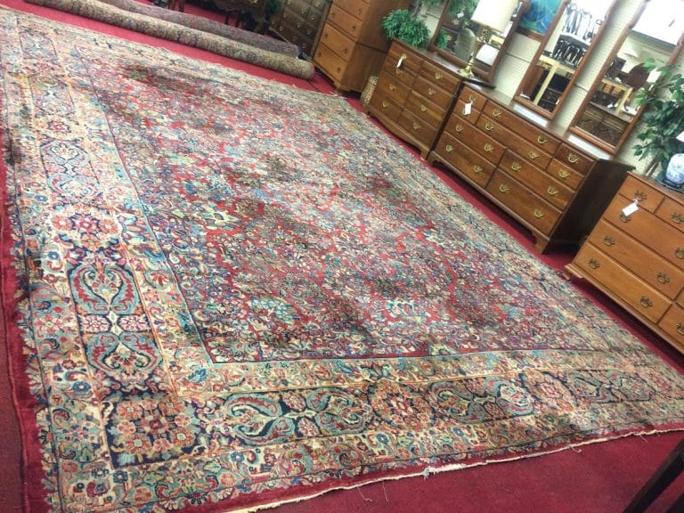 Vintage Persian Rug, Sarouk Style Rug, Room Size Rug