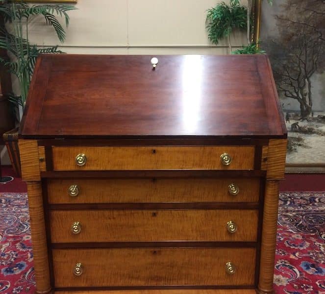 Antique Secretary Desk, Tiger Maple and Cherry Desk