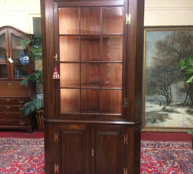 Vintage Corner Cabinet, Mahogany Wood, Henkel Harris Furniture