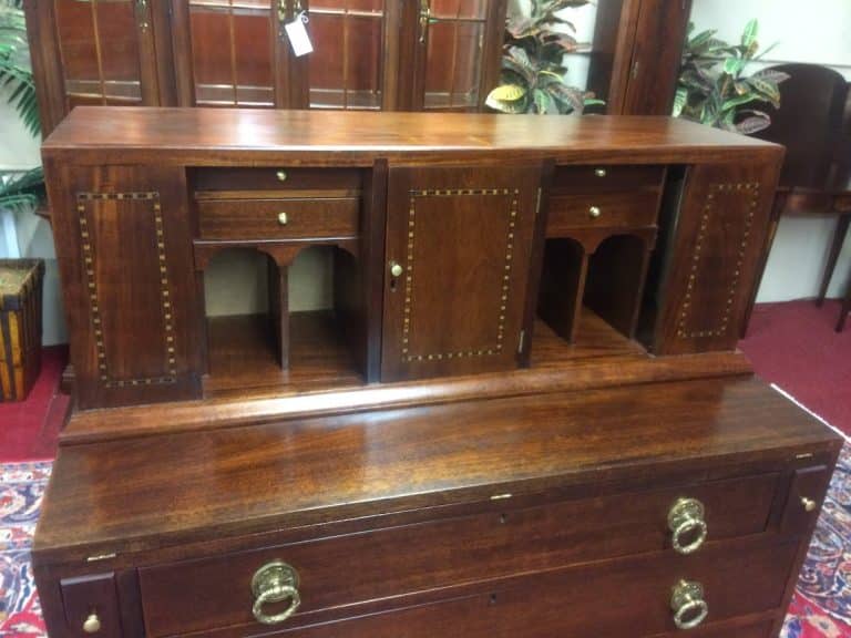 Vintage Tambour Desk, Custom Made Inlaid Desk