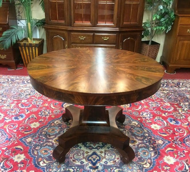 Antique Center Table, Mahogany Accent Table, Empire Table