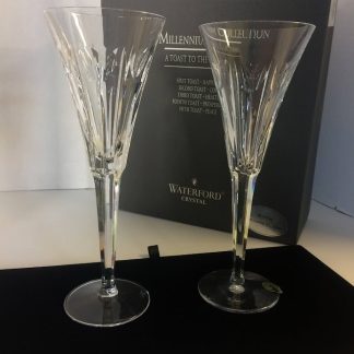 Vintage Waterford Champagne Flutes, Heart Pattern, Set of Two