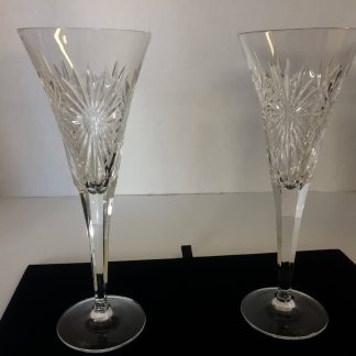 Waterford Crystal Champagne Flutes, Starburst Design, Set of Two