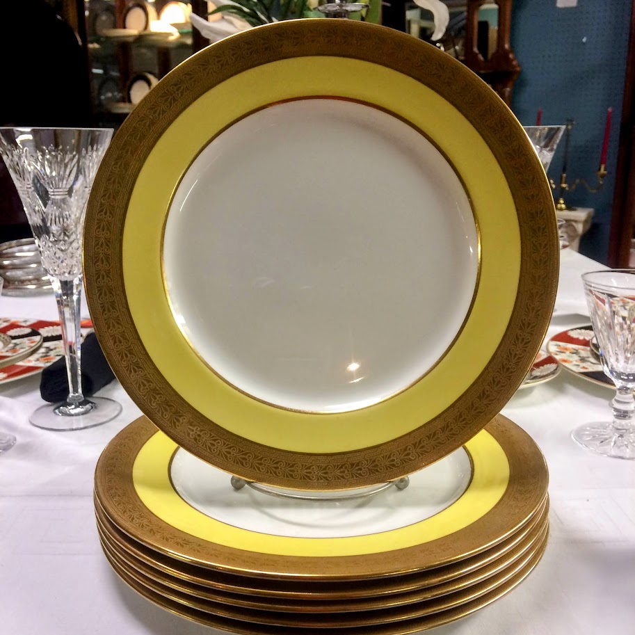 Best Price Aynsley Dinner Plates, Yellow and Gold Dinner Plates, Set of ...