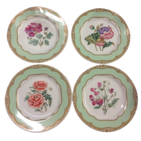 Winterthur Adaptation Dessert Plates, French Style Plates, Floral Plates, Set of Four