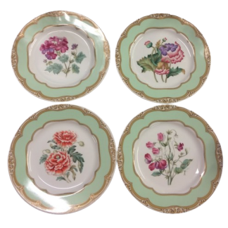 Winterthur Adaptation Dessert Plates, French Style Plates, Floral Plates, Set of Four