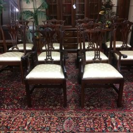 Vintage Dining Chairs, Chippendale Style Dining Chairs, Mahogany Chairs, Set of Ten