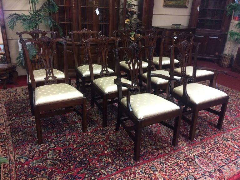 Vintage Dining Chairs, Chippendale Style Dining Chairs, Mahogany Chairs, Set of Ten