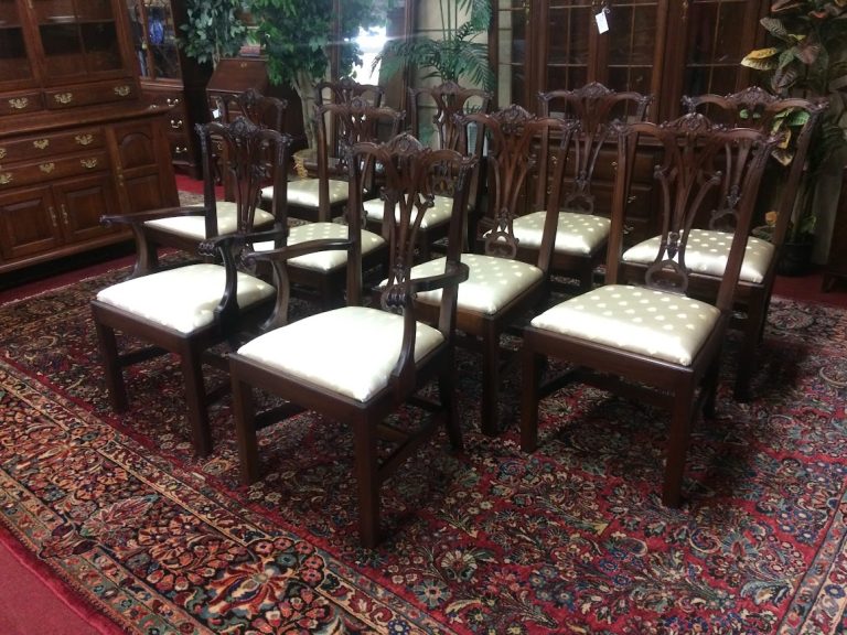 Vintage Dining Chairs, Chippendale Style Dining Chairs, Mahogany Chairs, Set of Ten