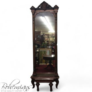 Antique Pier Mirror, Victorian Pier Mirror Walnut, Marble Base