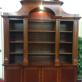 Vintage Large Bookcase Cabinet, Lighted Bookcase